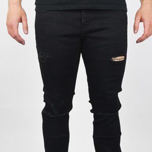 Black Distressed Skinny Fit Designer Denim Jeans